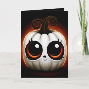 Tarjeta Dulce Ilustración de Calabaza Blanca Kawaii de Hal