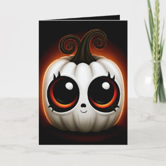 Tarjeta Dulce Ilustración de Calabaza Blanca Kawaii de Hal