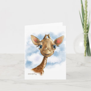 Tarjeta Dulce jirafa bebé dibujos animados