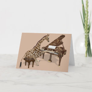 Tarjeta Dulce jirafa jugando al piano