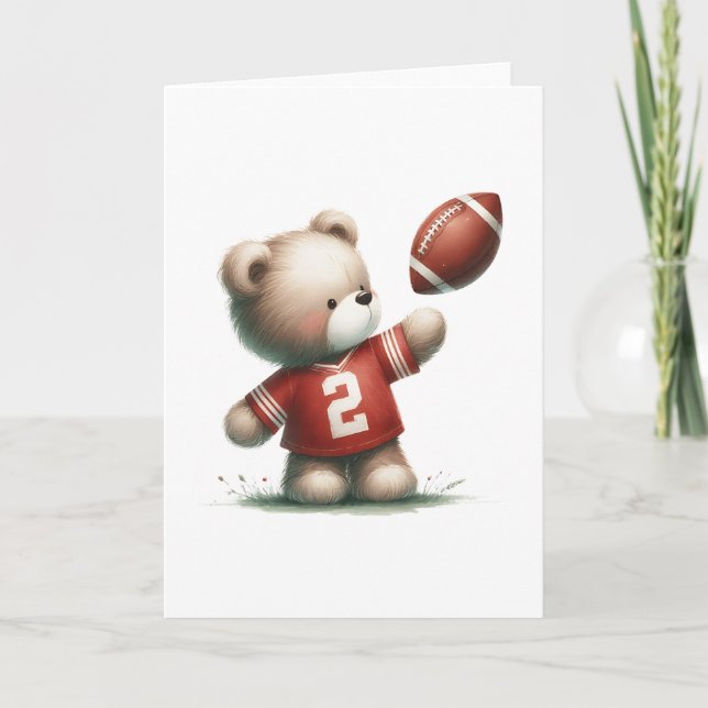 Tarjeta Dulce jugador de fútbol de oseo de peluche saludo  (Anverso)