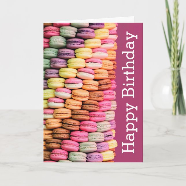 Tarjeta Dulce Macarons Feliz cumpleaños (Anverso)