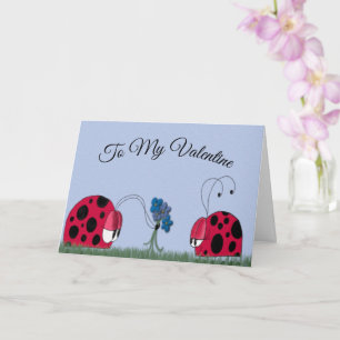 Tarjeta Dulce Mariquita Le Da a Su San Valentín Flores Her