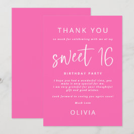 Tarjeta Dulce moderno de color rosa caliente 16 Fiesta de 