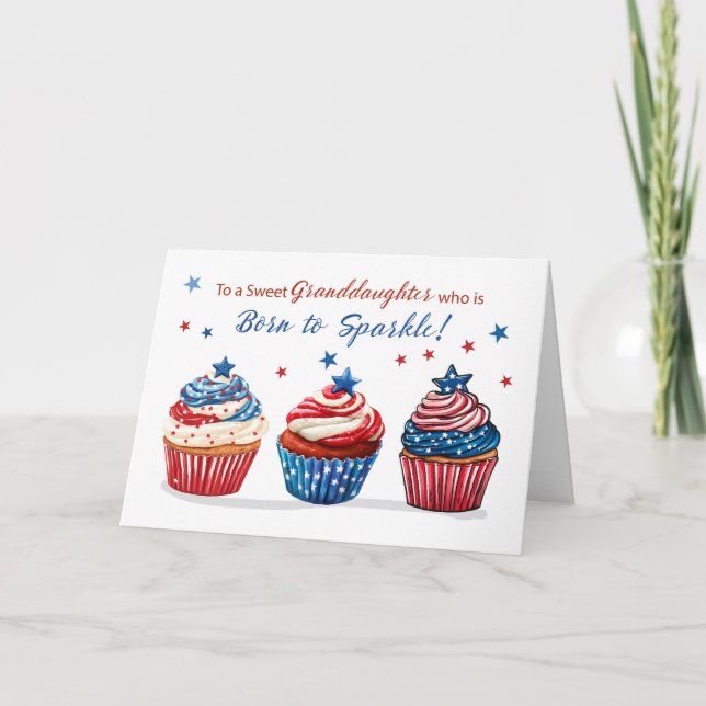 Tarjeta Dulce nieta cumpleaños 4 de julio Patriótico (Anverso)