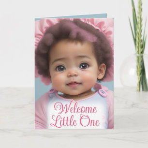 Tarjeta Dulce niña afroamericana bebé Bienvenida bebé