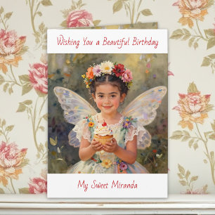Tarjeta Dulce niña hada Cumpleaños personalizado