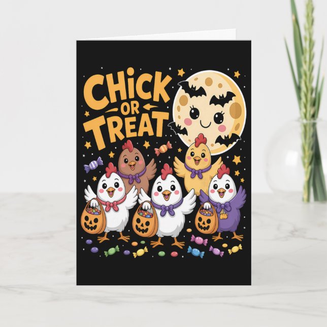 Tarjeta Dulce o Pollo Luna de Halloween Diversión  (Anverso)