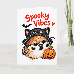 Tarjeta Dulce Pájaro Gorrión Chibi Halloween