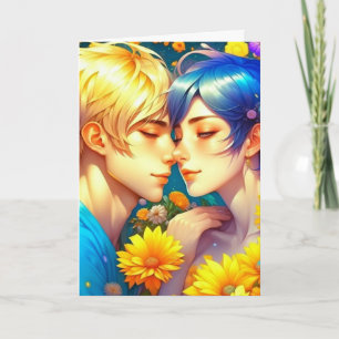 Tarjeta Dulce Pareja Anime de Pop Art en San Valentín