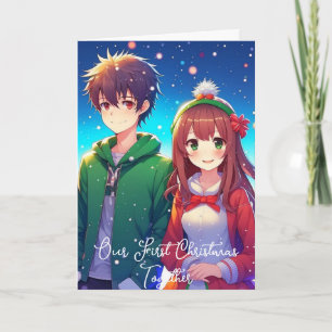 Tarjeta Dulce Pareja de Anime   Nuestra Primera Navidad