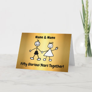 Tarjeta Dulce Pareja de Dibujos Animados Bodas de Oro de A