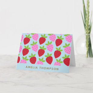 Tarjeta Dulce patrón de fresa retro personalizado