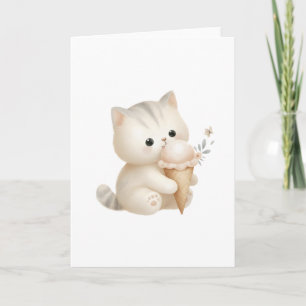 Tarjeta Dulce pavimentalmente felino feliz con cono de hel