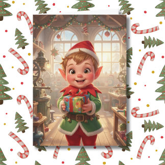 Tarjeta Dulce pequeño elfo en Navidad personalizada del Po