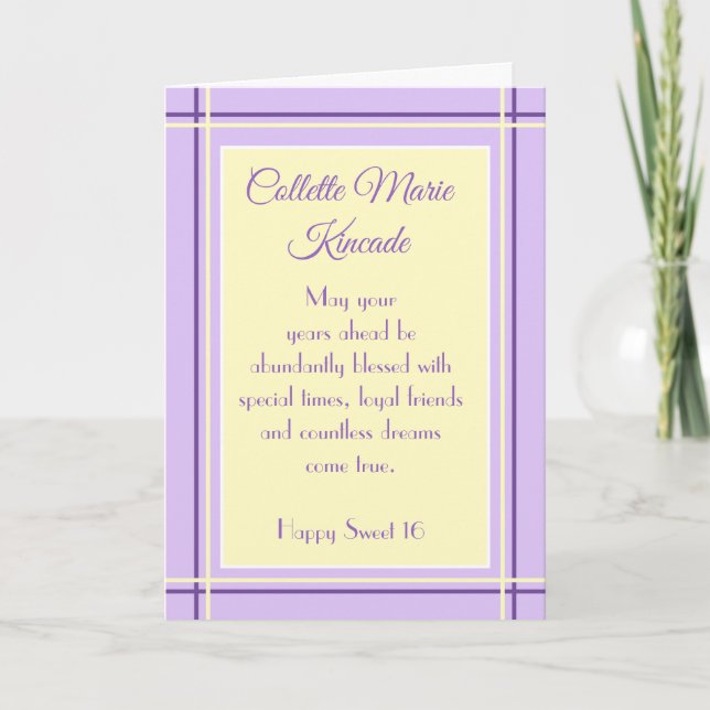 Tarjeta Dulce personalizado de 16 cumpleaños (Anverso)