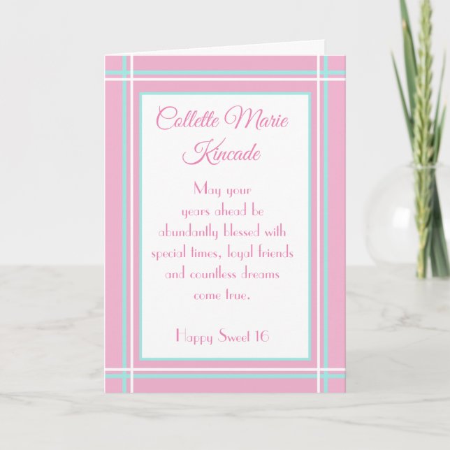 Tarjeta Dulce personalizado de 16 cumpleaños (Anverso)