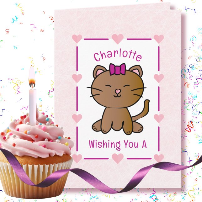 Tarjeta Dulce Personalizado Gato Rosa Adorable Kitten Cump (Subido por el creador)