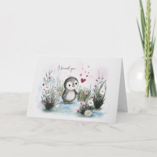 Tarjeta Dulce Pingüino Caprichoso Amor San Valentín
