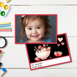 Tarjeta Dulce postre rojo foto clase de San Valentín