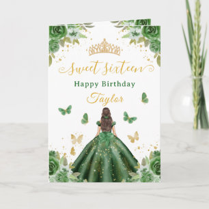 Tarjeta Dulce Princesa Verde Morena de 16