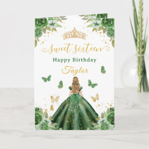 Tarjeta Dulce Princesa Verde Rubia de 16 años
