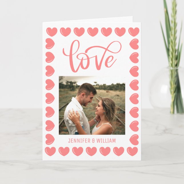 Tarjeta Dulce Romance Corazón Rosa Foto San Valentín  (Anverso)