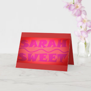 Tarjeta Dulce Sarah colores cálidos rosa y naranja quemado