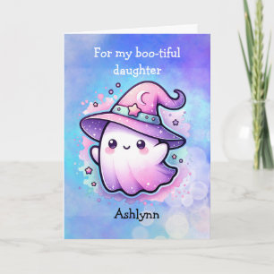 Tarjeta Dulce sombrero de bruja fantasma Halloween hija