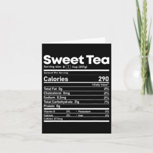 Tarjeta Dulce Tea Nutrition Hechos Diversión Día de Acción