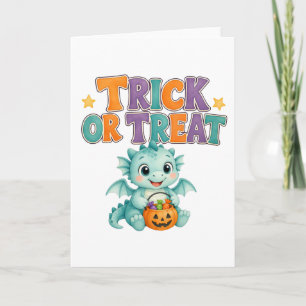 Tarjeta Dulce Truco o Trato Dragón Bebé de Halloween
