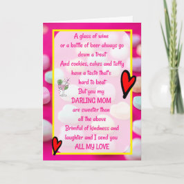 Tarjeta Dulce y encantador poema Madre Cumpleaños Sentimen
