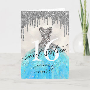 Tarjeta Dulces 16 Perforaciones Purpurinas Plata de Cumple