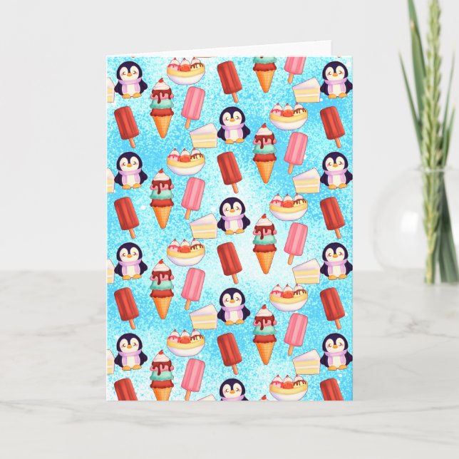 Tarjeta Dulces de helado de pingüino (Anverso)