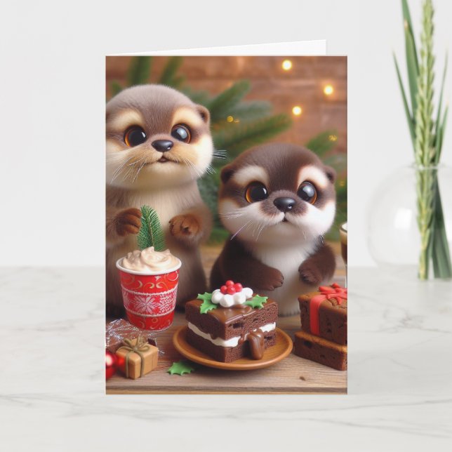 Tarjeta Dulces de nutrias y Navidades (Anverso)