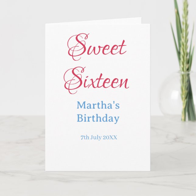 Tarjeta Dulces dieciséis nombre rosa fecha caligrafía boho (Anverso)