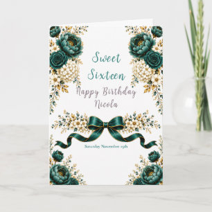 Tarjeta Dulces Dieciséis Verde Turquesa