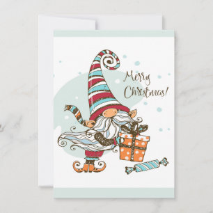 Tarjeta Dulces Elfos de Navidad Gnomo Acuarela Diversión