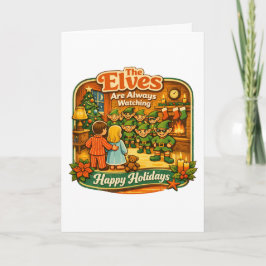 Tarjeta Dulces Elfos Navideños Vintage Siempre Están Vigil