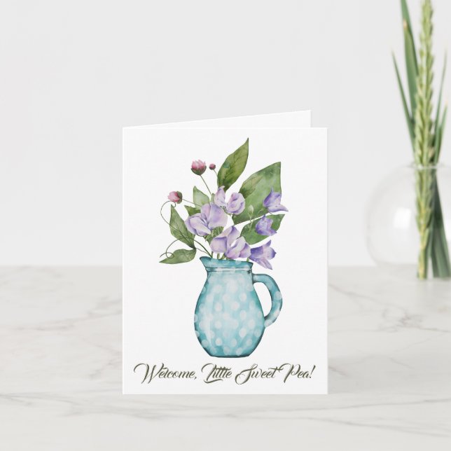 Tarjeta Dulces Flores De Pea Felicitaciones Por El Recién  (Anverso)