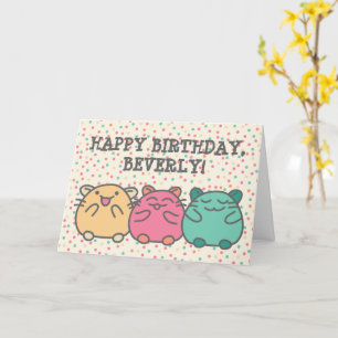 Tarjeta Dulces hámsters de dibujos animados estilo Kawaii 