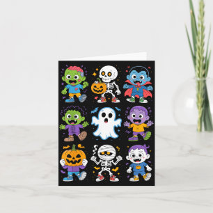 Tarjeta Dulces Niños De Halloween Dibujos Animados Fantasm