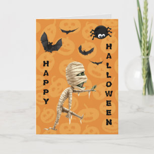 Tarjeta Dulces Niños Zombie Caminando Halloween