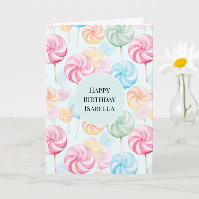 Tarjeta Dulces Piruletas Caprichosas Cumpleaños Deliciosos (Planta pequeña)