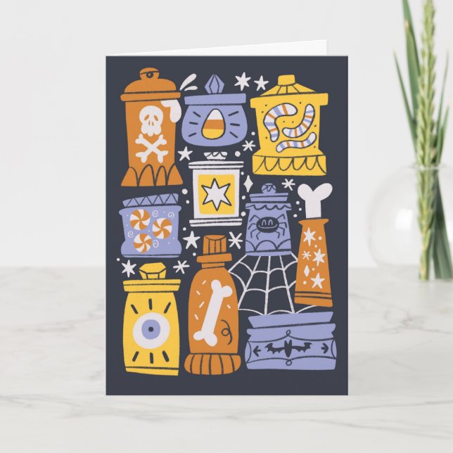 Tarjeta Dulces retro de Halloween (Anverso)