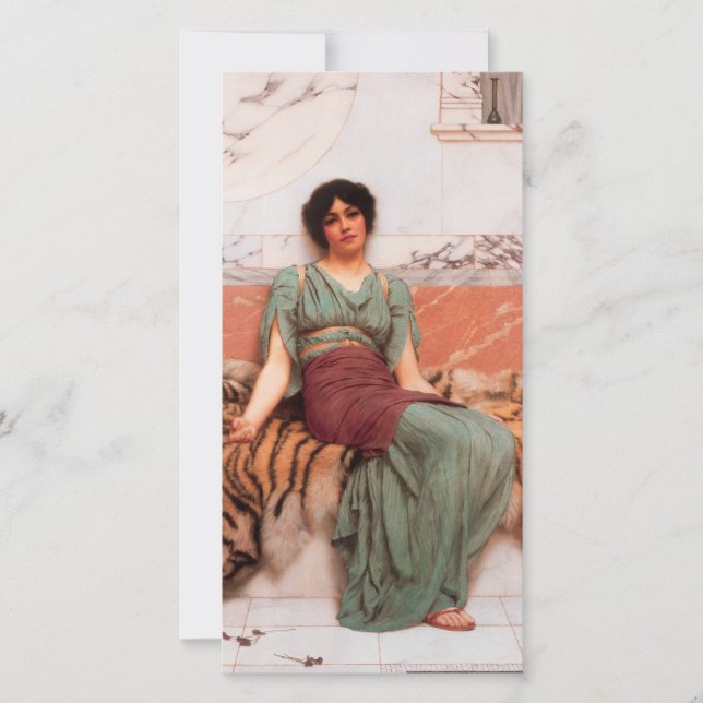 Tarjeta Dulces sueños (bella mujer romana en piel de tigre (Anverso)