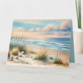 Tarjeta Dunas Costeras Pastel Acuarela