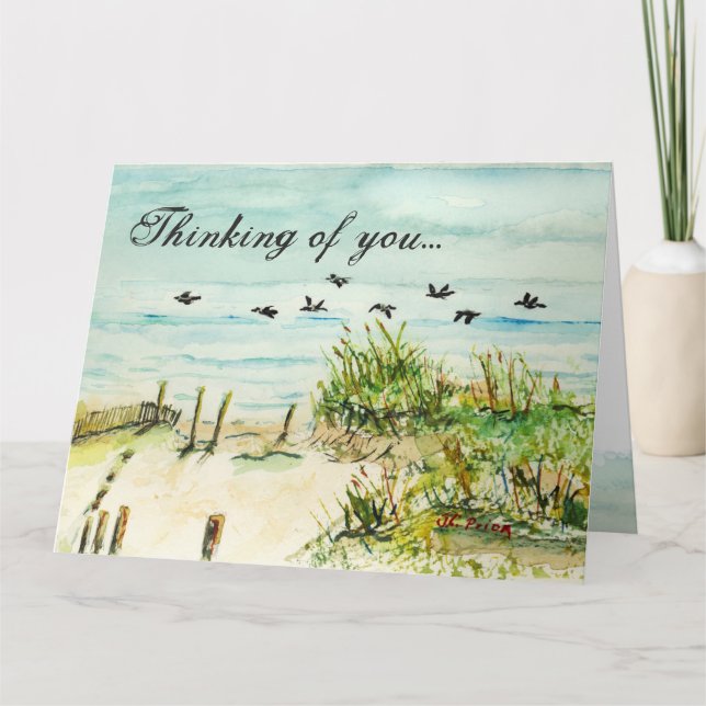 Tarjeta Dunas de arena y gaviotas Outer Banks Carolina del (Anverso)