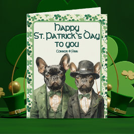 Tarjeta Dúo de perro francés de San Patricio
