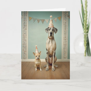 Tarjeta Dúo de retrato de cumpleaños de perro